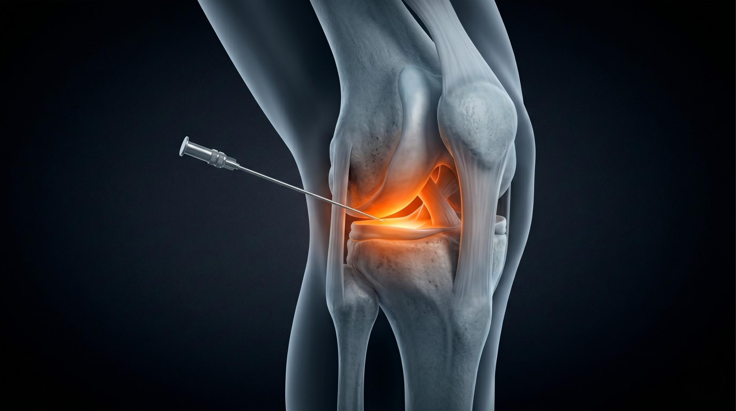 3D render of joint injection procedure anatomy